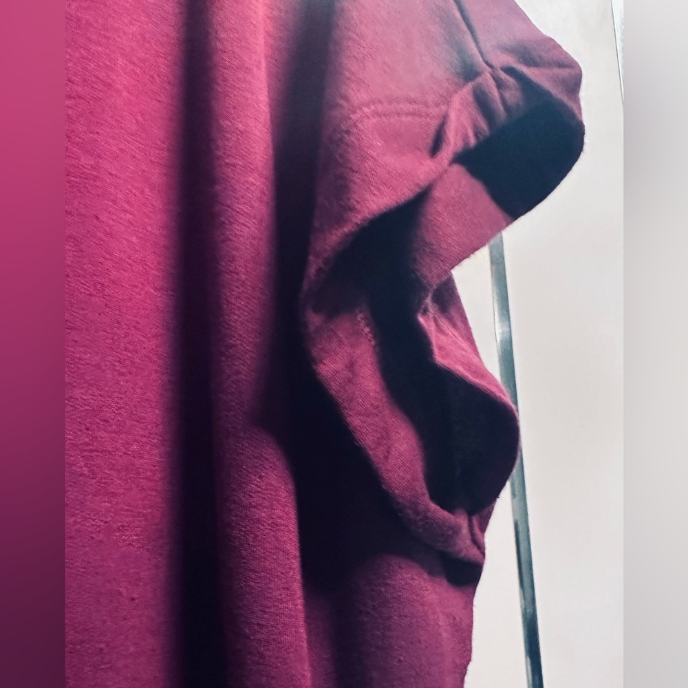 Hyba XXL Burgundy Pullover Hooded Cap Sleeve Top - Picture 4 of 11